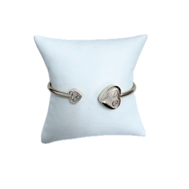 Two Hearts Gold Cuff with Rhinestones
