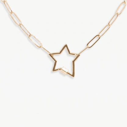 Gold Paperclip Chain Link Necklace - Star
