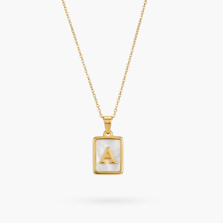 Alphabet Letter Necklace - Gold Mother of Pearl