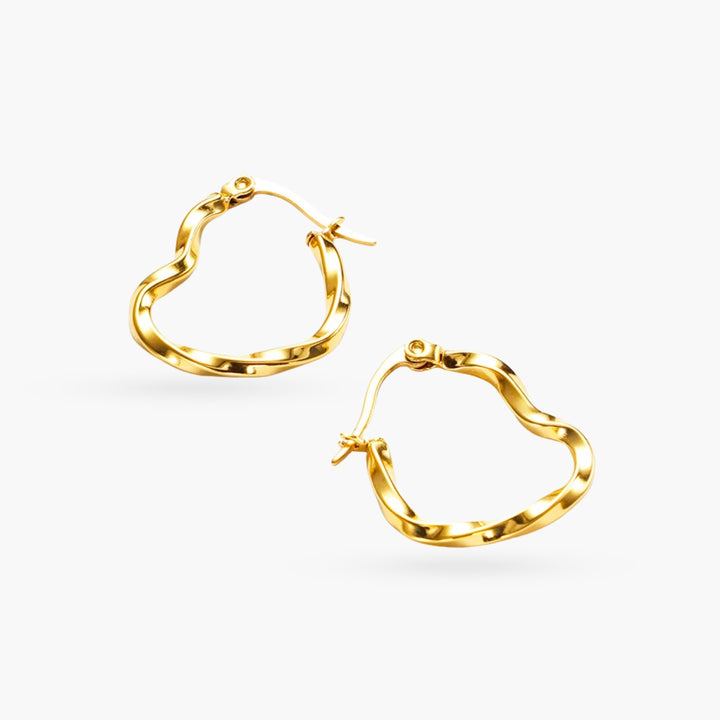 The Curled Heart Gold Earrings