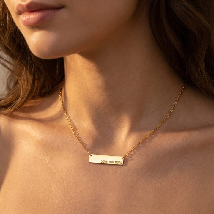 Love You More Plaque Necklace