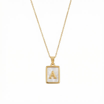 Alphabet Letter Necklace - Gold Mother of Pearl