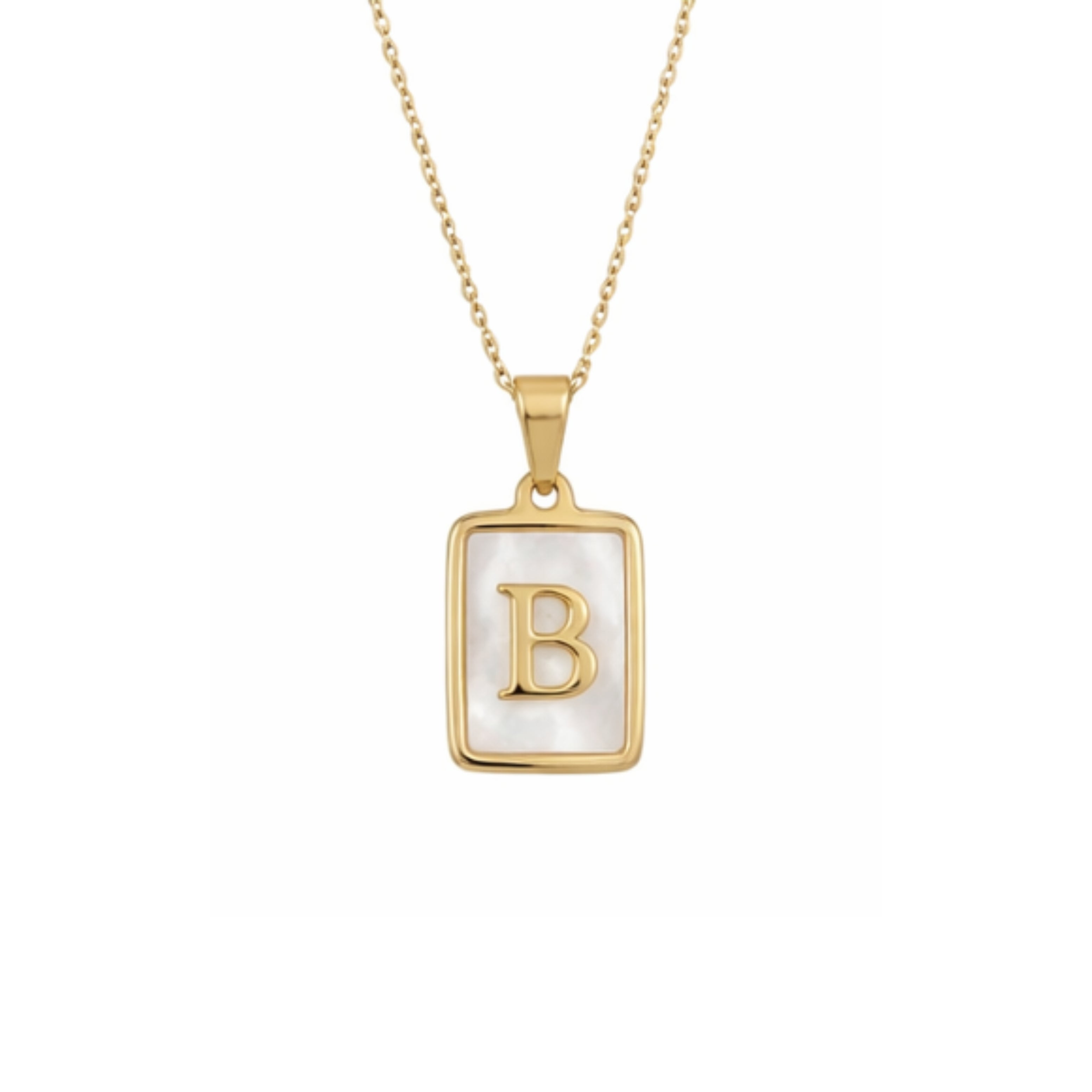 Alphabet Letter Necklace - Gold Mother of Pearl