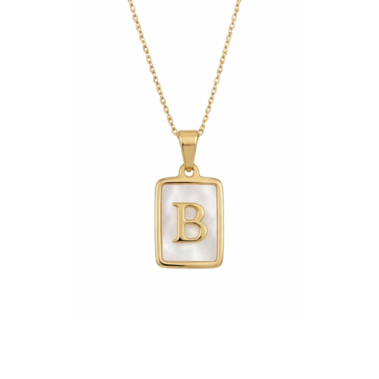 Alphabet Letter Necklace - Gold Mother of Pearl