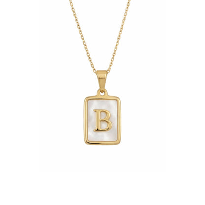 Alphabet Letter Necklace - Gold Mother of Pearl