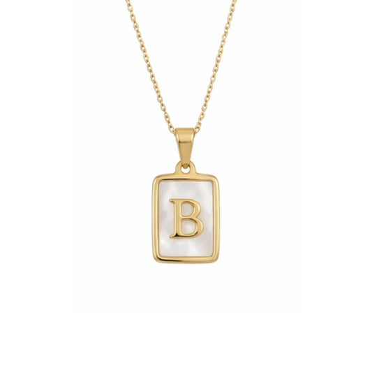 Alphabet Letter Necklace - Gold Mother of Pearl