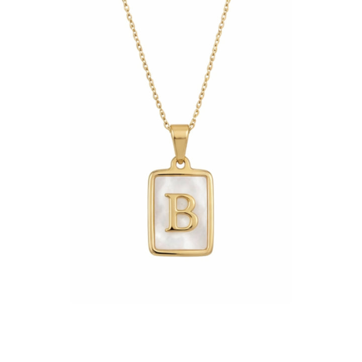 Alphabet Letter Necklace - Gold Mother of Pearl