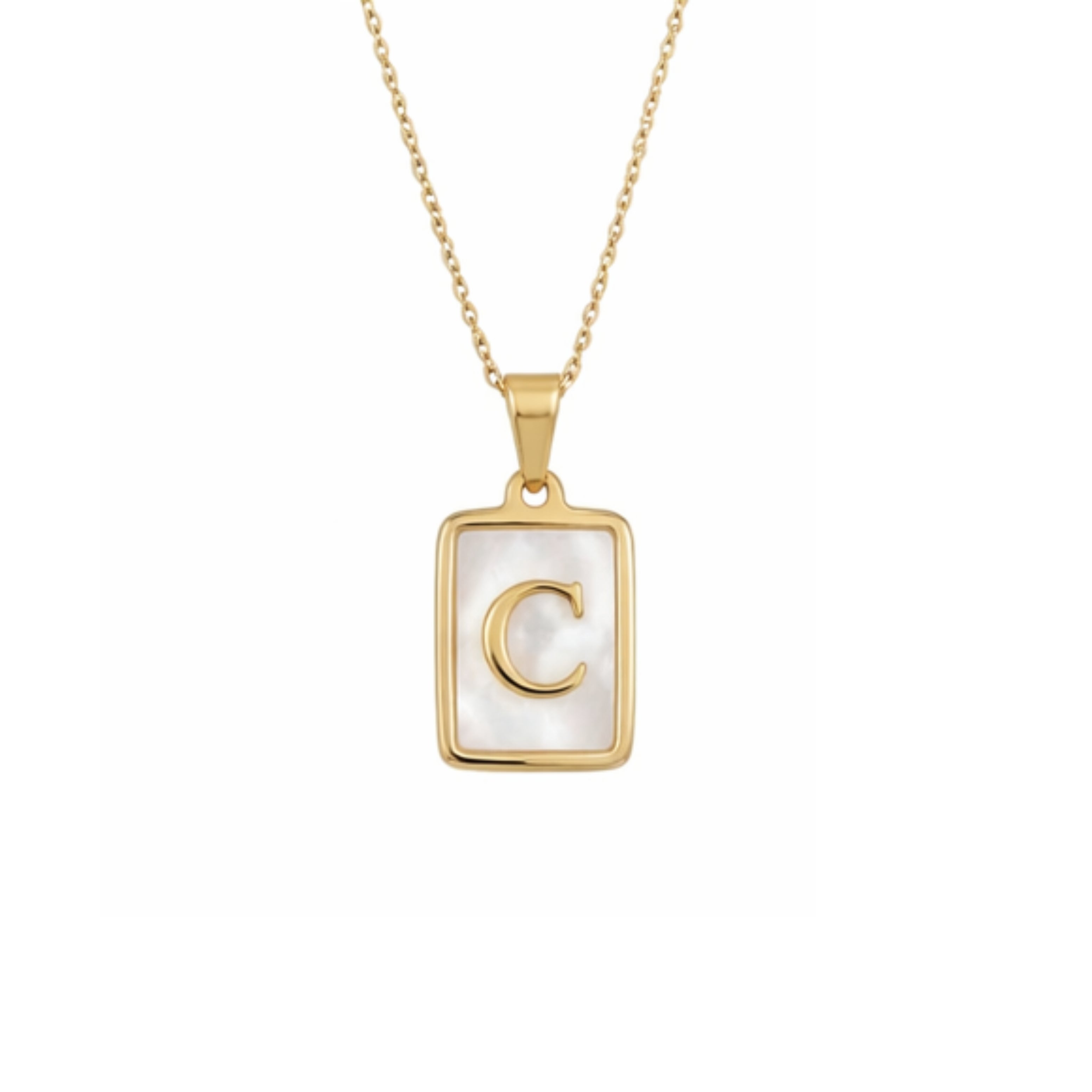 Alphabet Letter Necklace - Gold Mother of Pearl