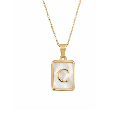 Alphabet Letter Necklace - Gold Mother of Pearl