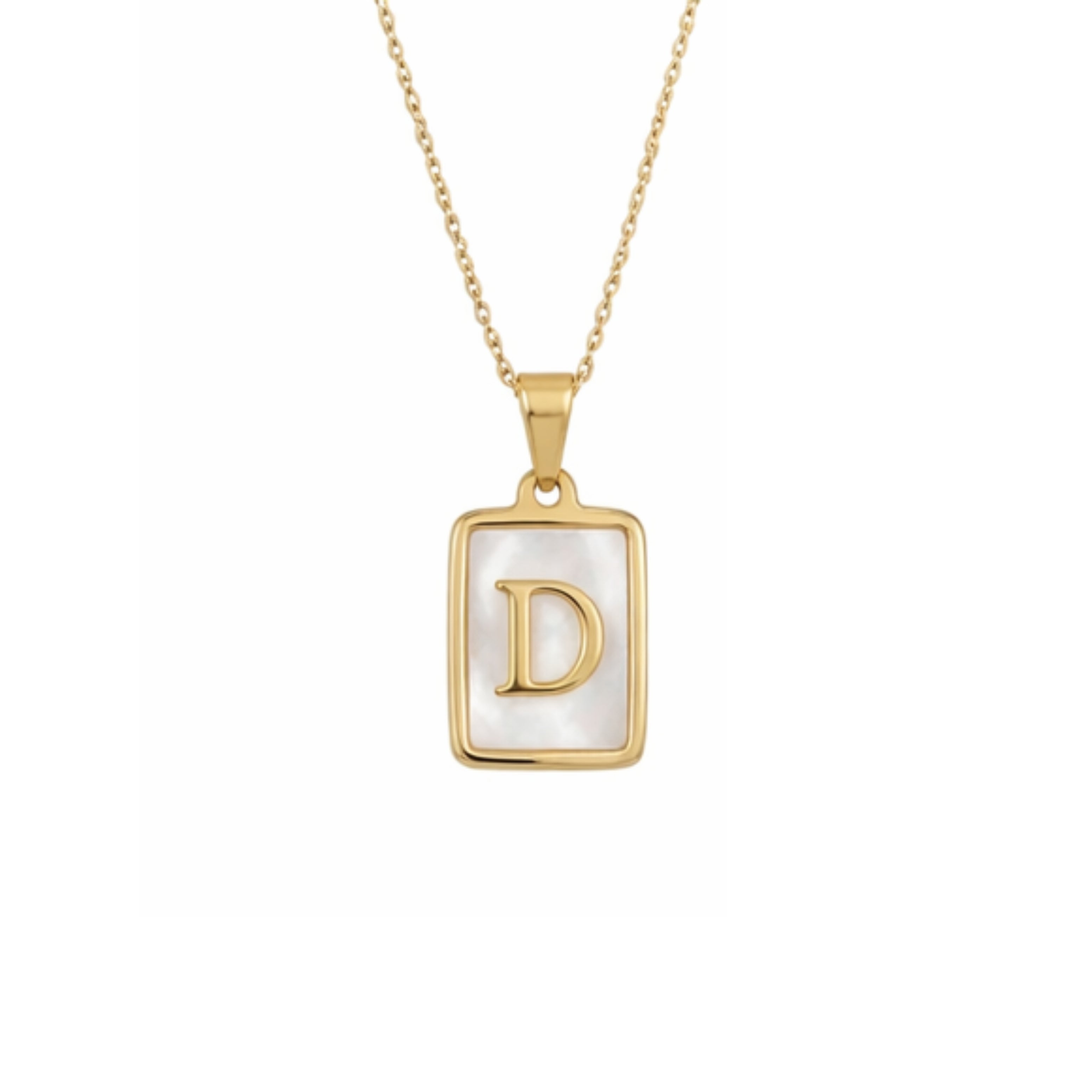 Alphabet Letter Necklace - Gold Mother of Pearl