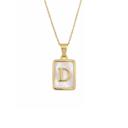 Alphabet Letter Necklace - Gold Mother of Pearl