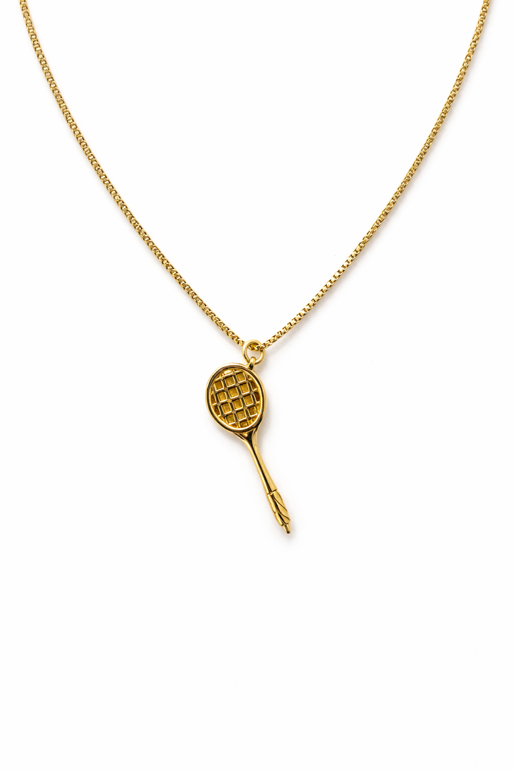 The Tennis Hanging Racquet Gold Necklace