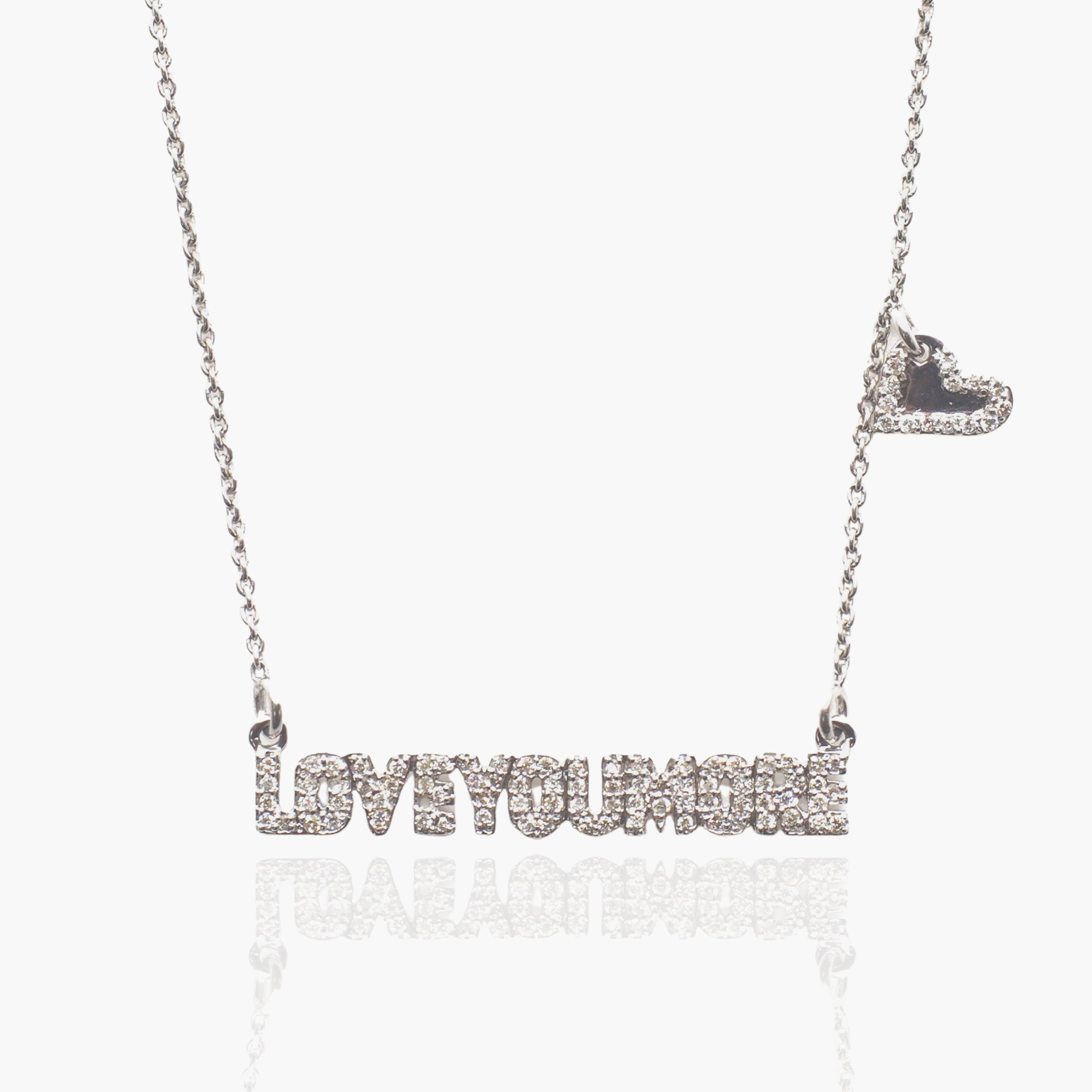 The Love You More Bar Necklace in White Diamond & 14K White Gold