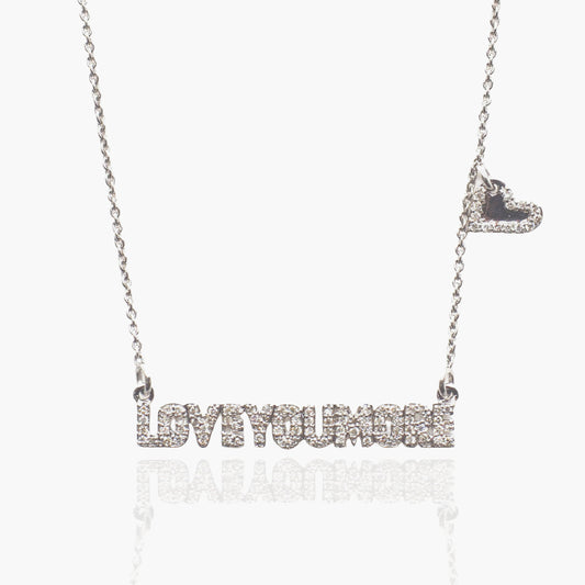 The Love You More Bar Necklace in White Diamond & 14K White Gold