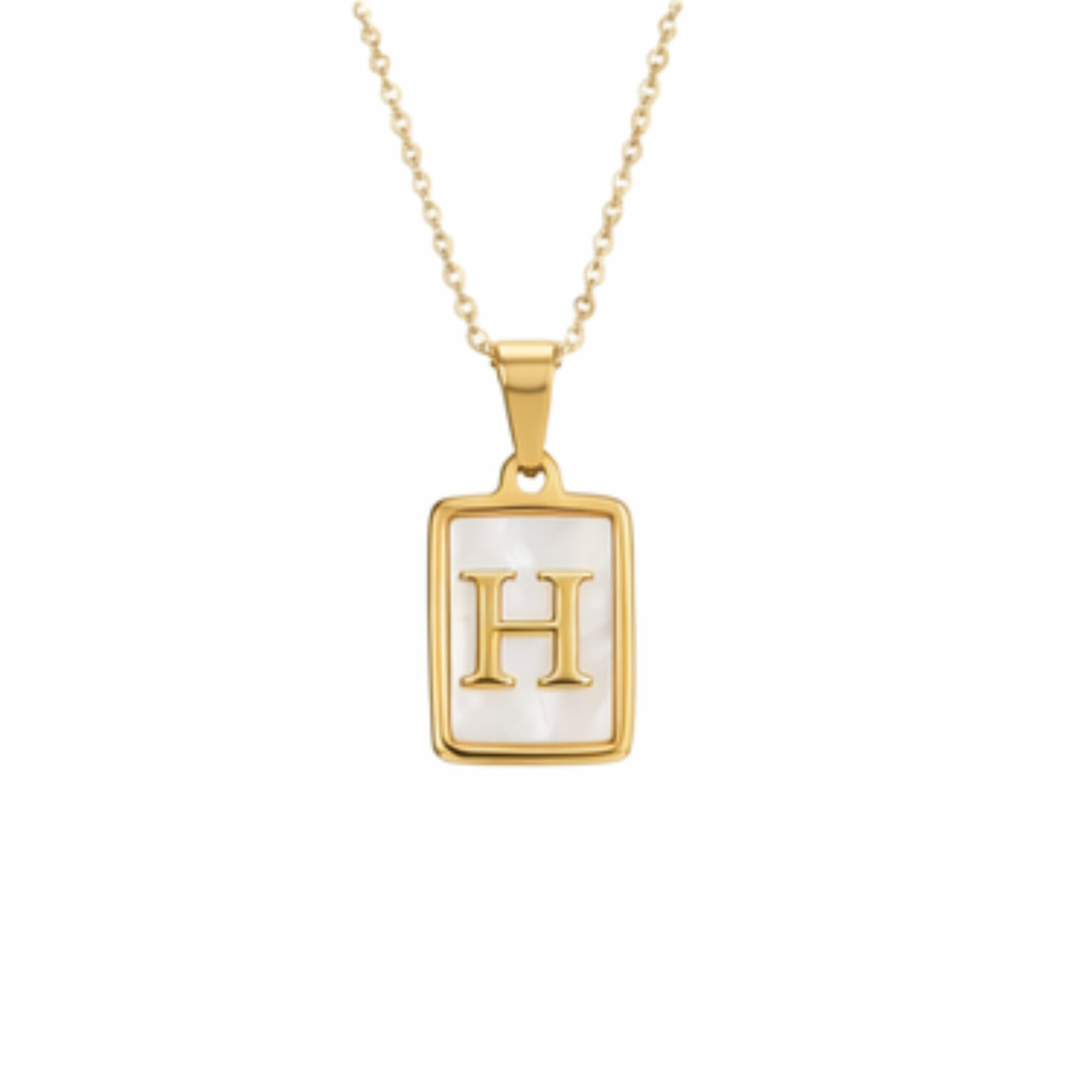 Alphabet Letter Necklace - Gold Mother of Pearl