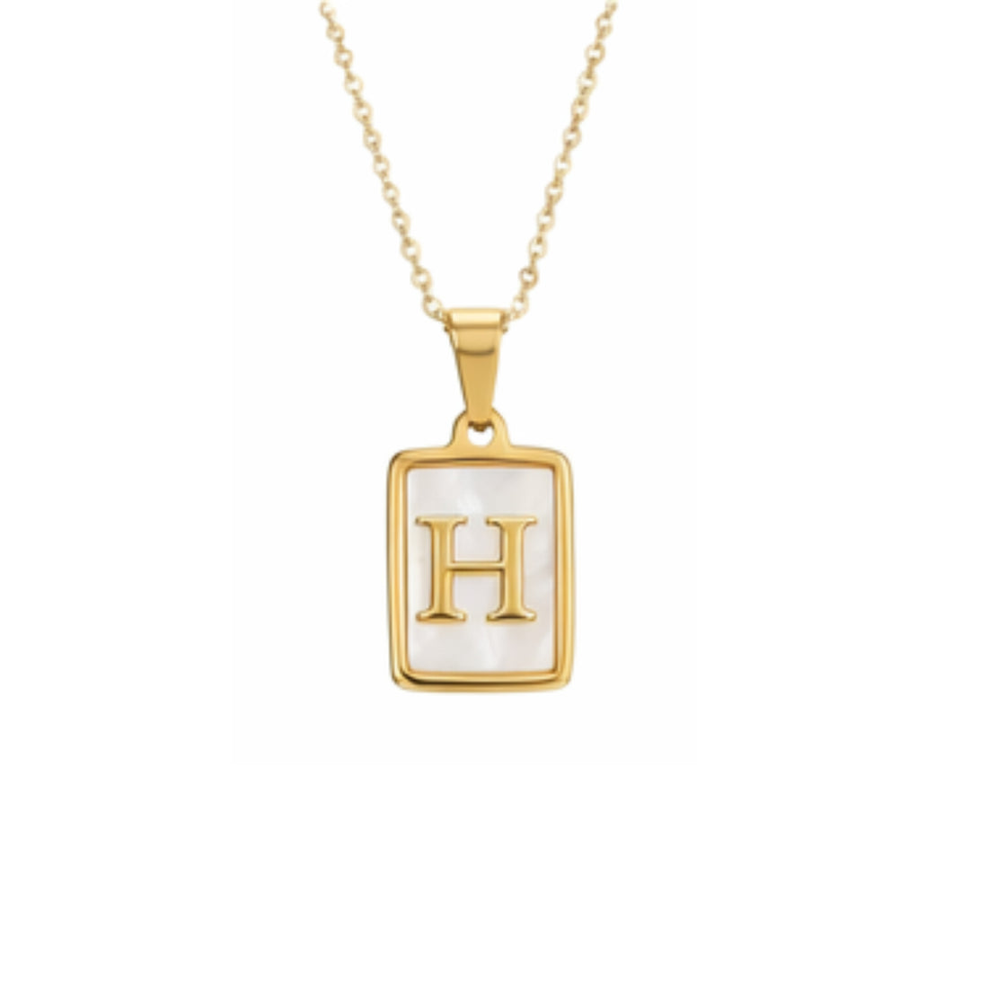 Alphabet Letter Necklace - Gold Mother of Pearl