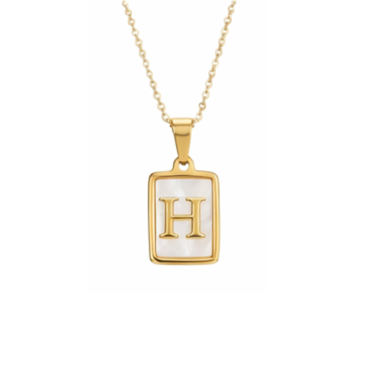 Alphabet Letter Necklace - Gold Mother of Pearl