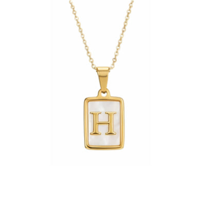 Alphabet Letter Necklace - Gold Mother of Pearl