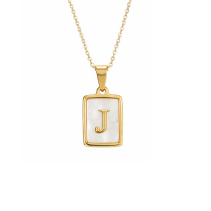 Alphabet Letter Necklace - Gold Mother of Pearl