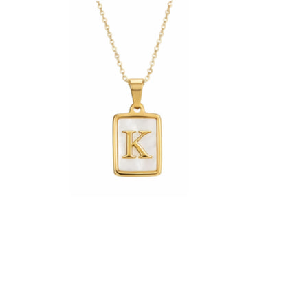 Alphabet Letter Necklace - Gold Mother of Pearl