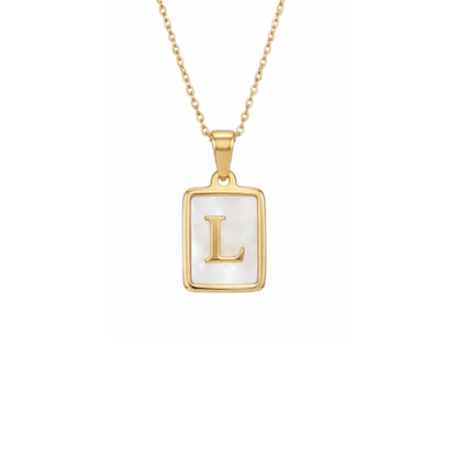 Alphabet Letter Necklace - Gold Mother of Pearl