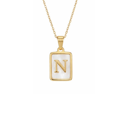 Alphabet Letter Necklace - Gold Mother of Pearl