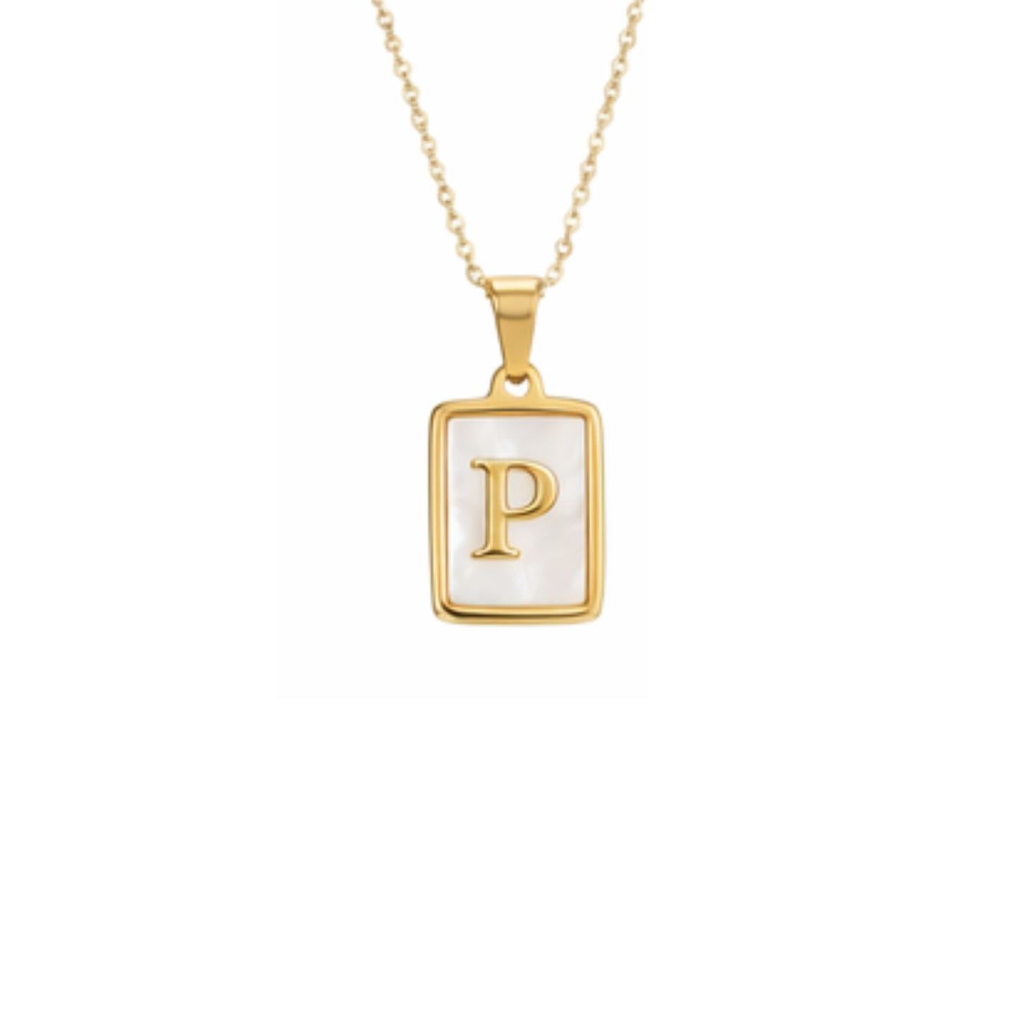 Alphabet Letter Necklace - Gold Mother of Pearl
