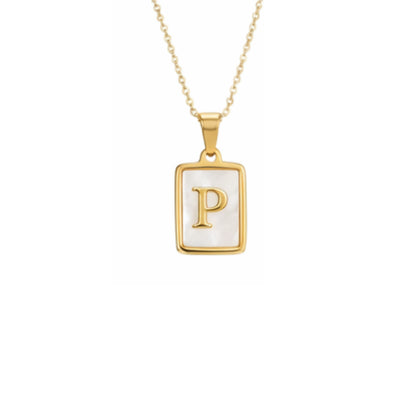Alphabet Letter Necklace - Gold Mother of Pearl