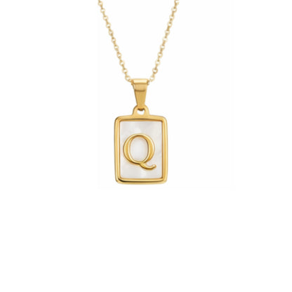 Alphabet Letter Necklace - Gold Mother of Pearl