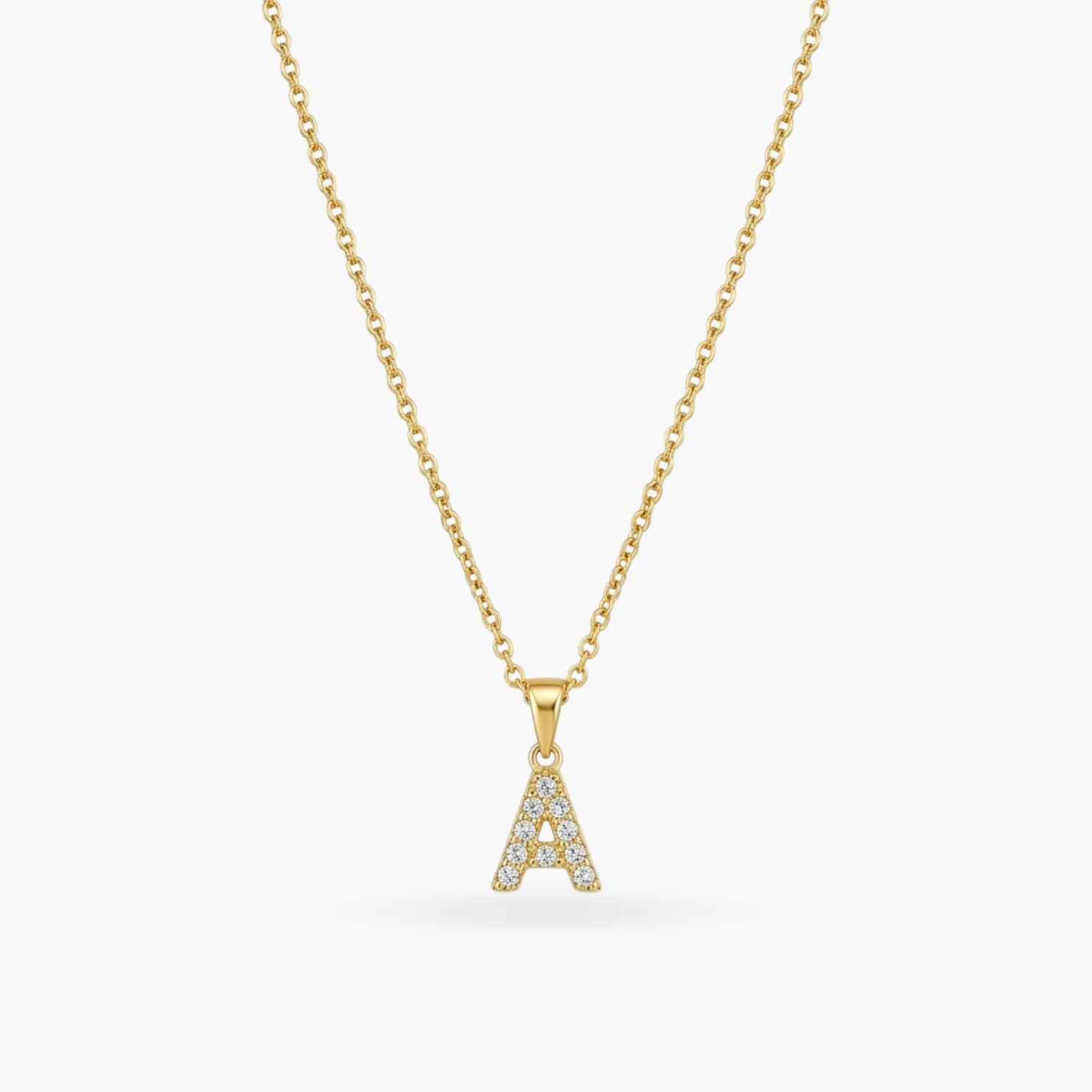 Pave Dainty Alphabet Letter Gold Necklace