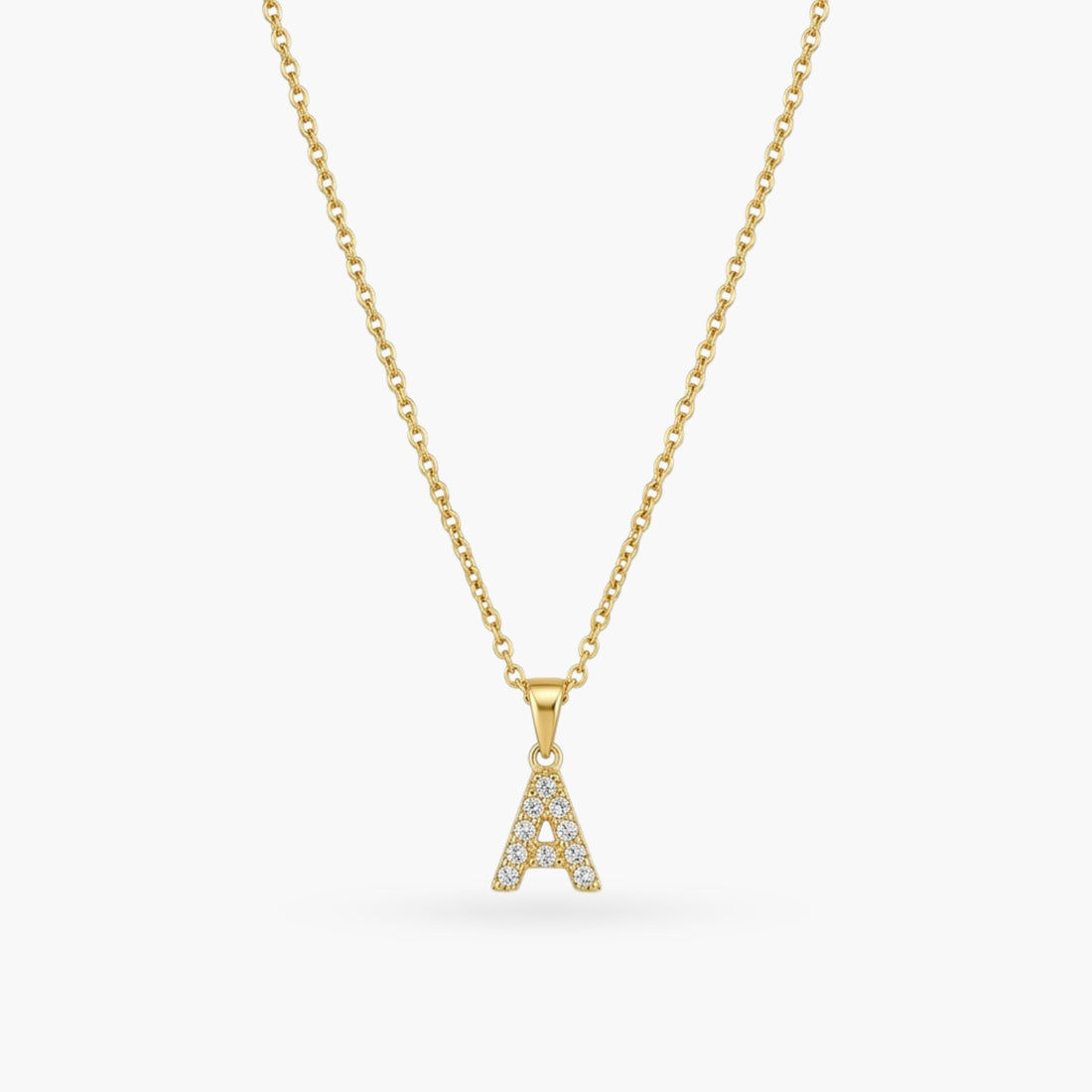 Pave Dainty Alphabet Letter Gold Necklace
