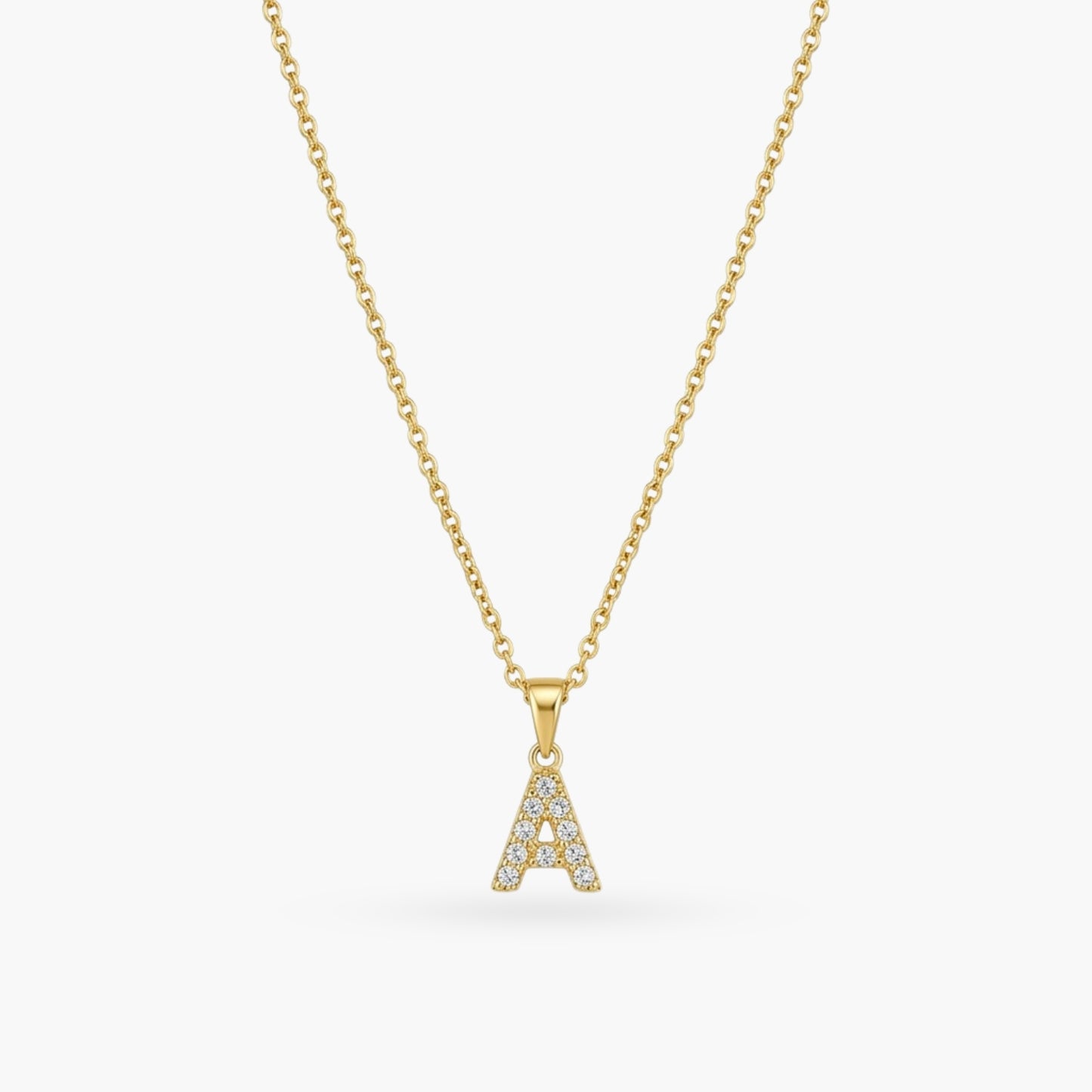 Pave Dainty Alphabet Letter Gold Necklace