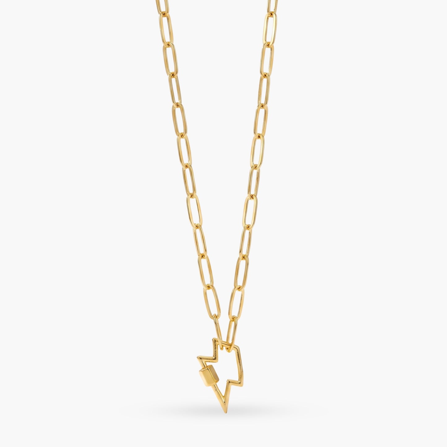 Gold Paperclip Chain Link Necklace - Lightening