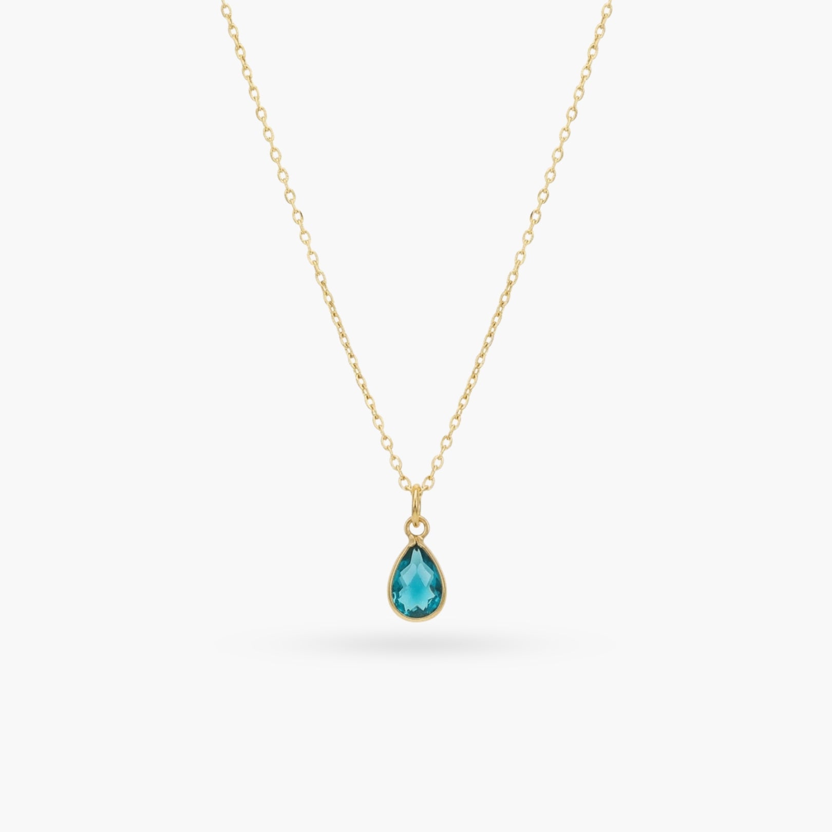 The Birthstones Teardrop Bezel Set Gold Necklace