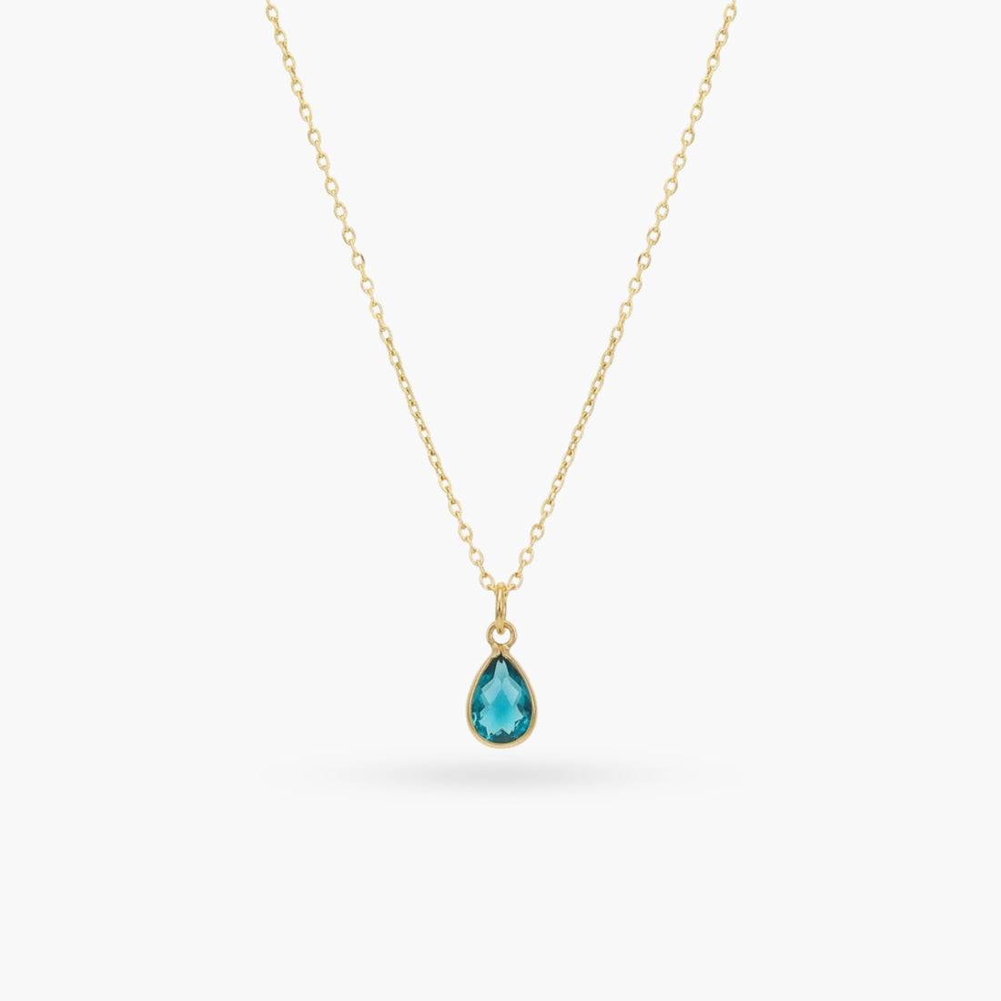 The Birthstones Teardrop Bezel Set Gold Necklace