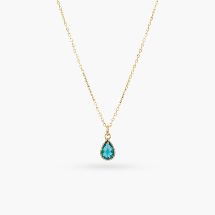 The Birthstones Teardrop Bezel Set Gold Necklace