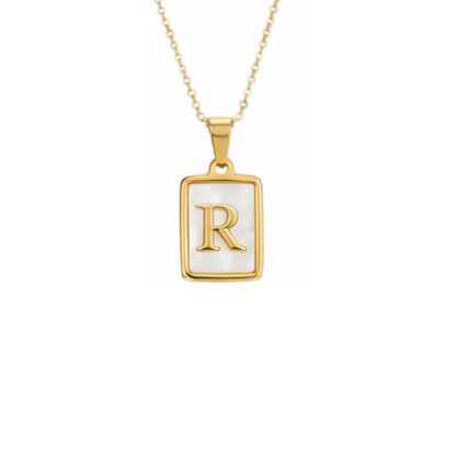 Alphabet Letter Necklace - Gold Mother of Pearl