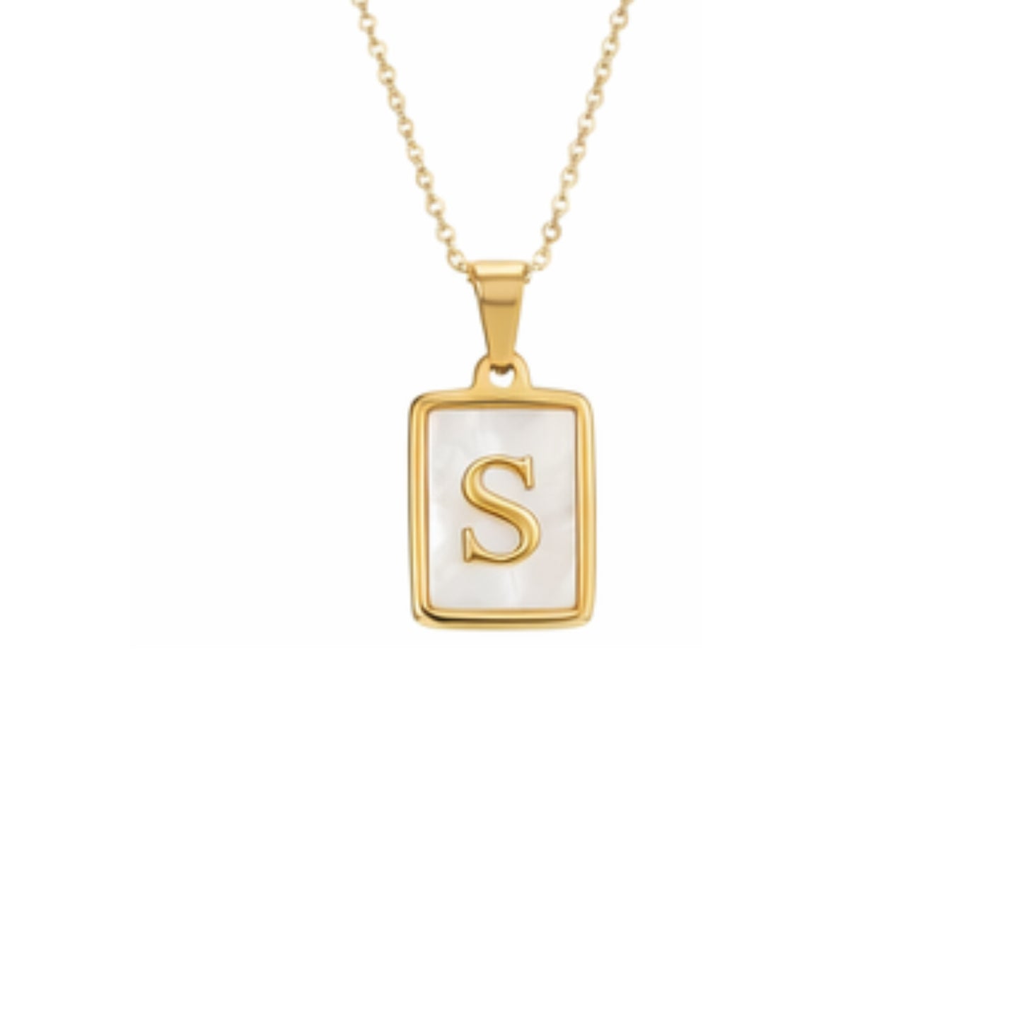 Alphabet Letter Necklace - Gold Mother of Pearl