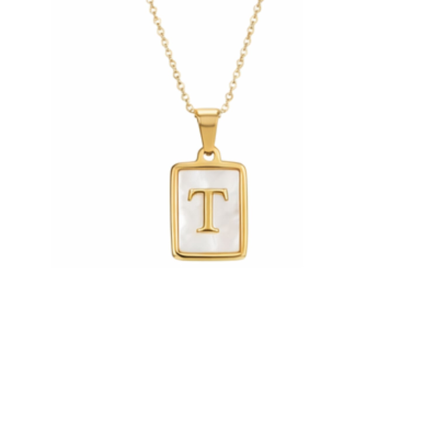 Alphabet Letter Necklace - Gold Mother of Pearl