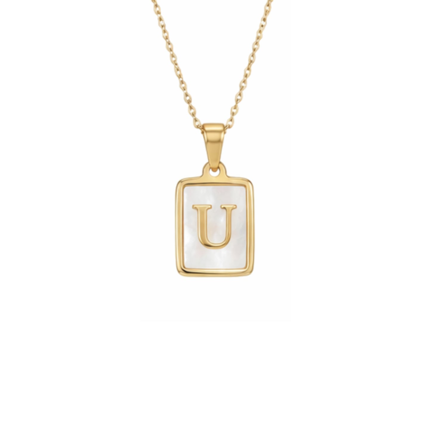 Alphabet Letter Necklace - Gold Mother of Pearl