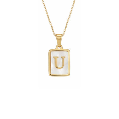 Alphabet Letter Necklace - Gold Mother of Pearl