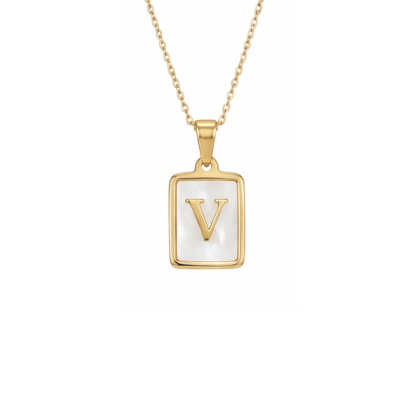 Alphabet Letter Necklace - Gold Mother of Pearl