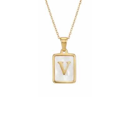 Alphabet Letter Necklace - Gold Mother of Pearl