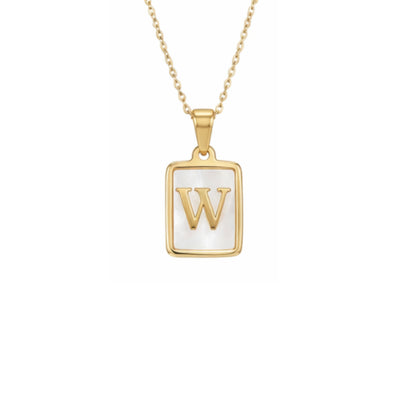 Alphabet Letter Necklace - Gold Mother of Pearl