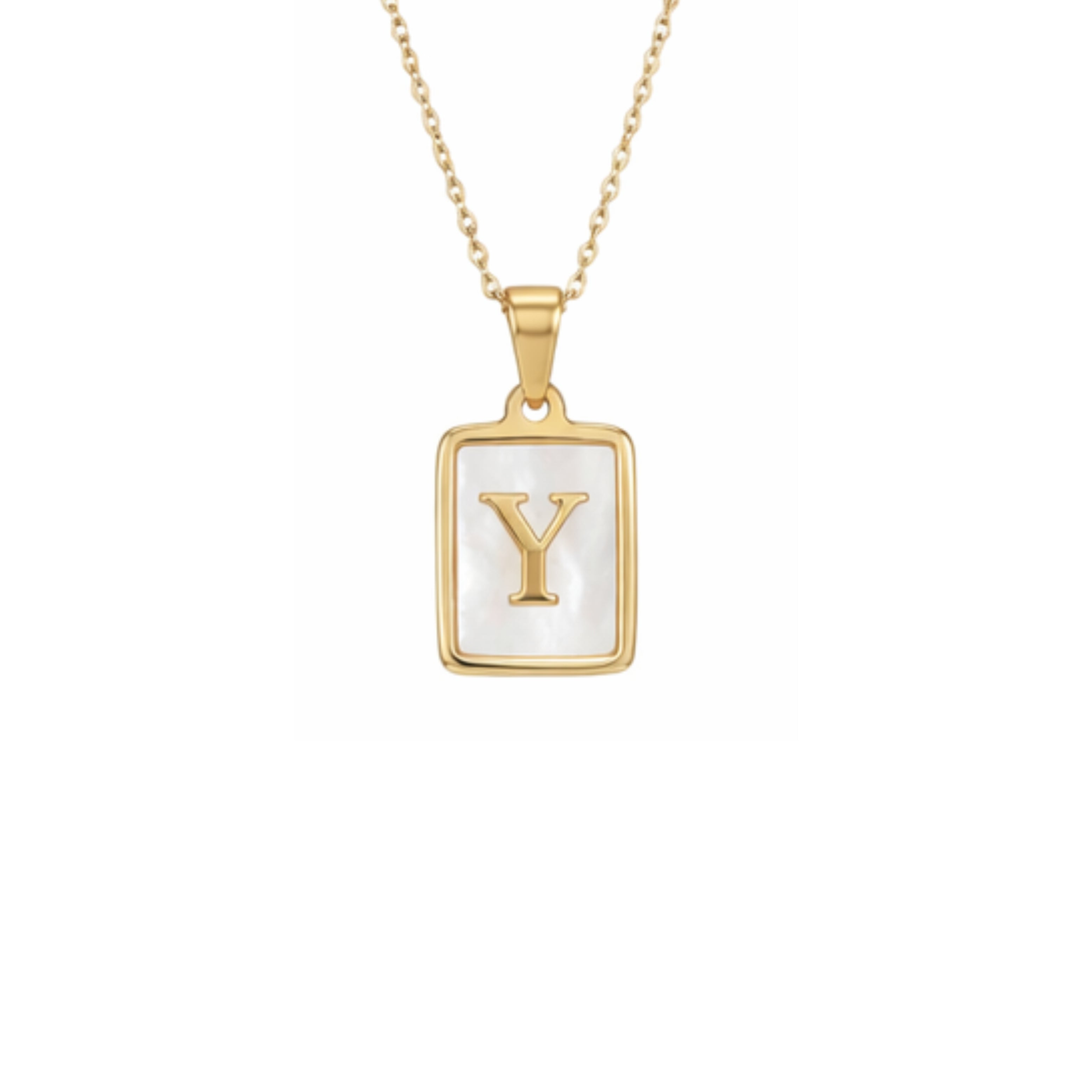 Alphabet Letter Necklace - Gold Mother of Pearl