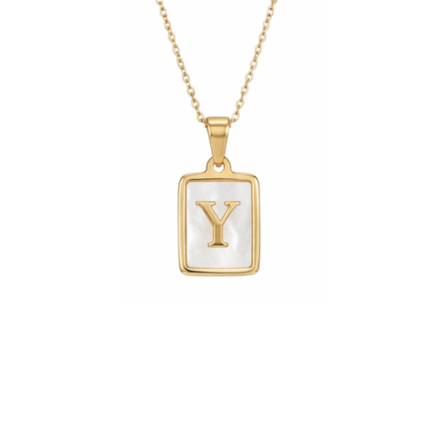 Alphabet Letter Necklace - Gold Mother of Pearl
