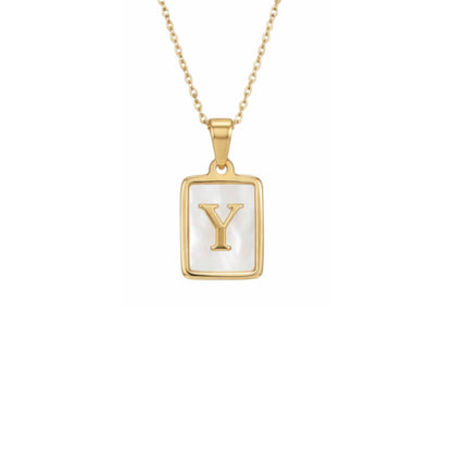 Alphabet Letter Necklace - Gold Mother of Pearl