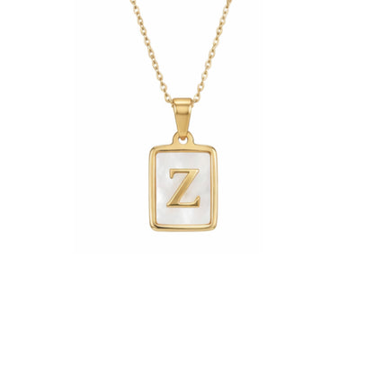 Alphabet Letter Necklace - Gold Mother of Pearl