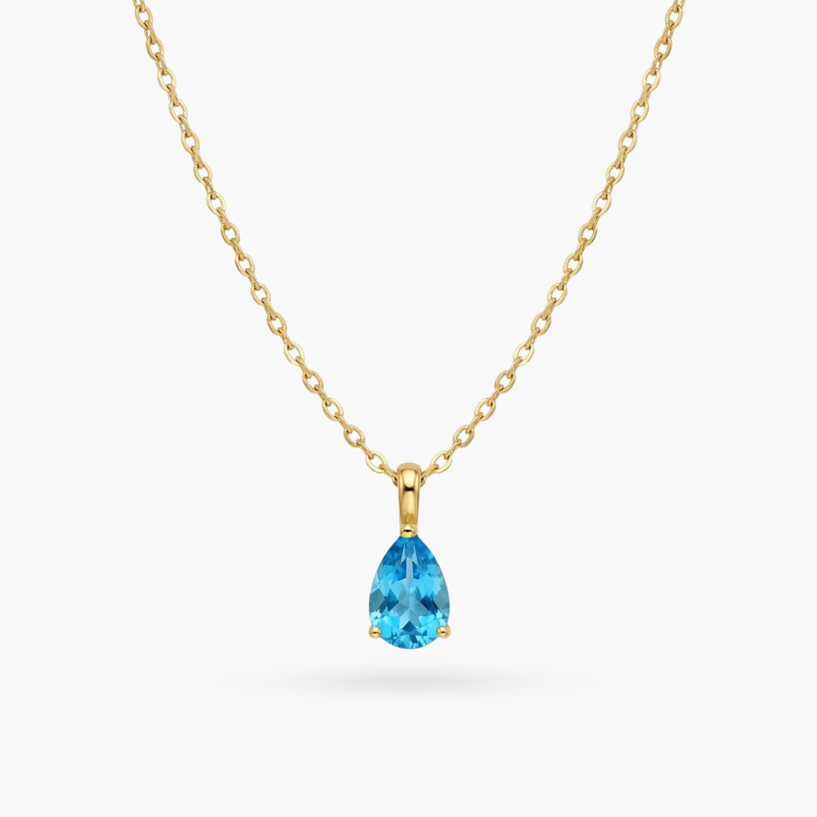 The Birthstones Teardrop Prong Set Gold Necklace