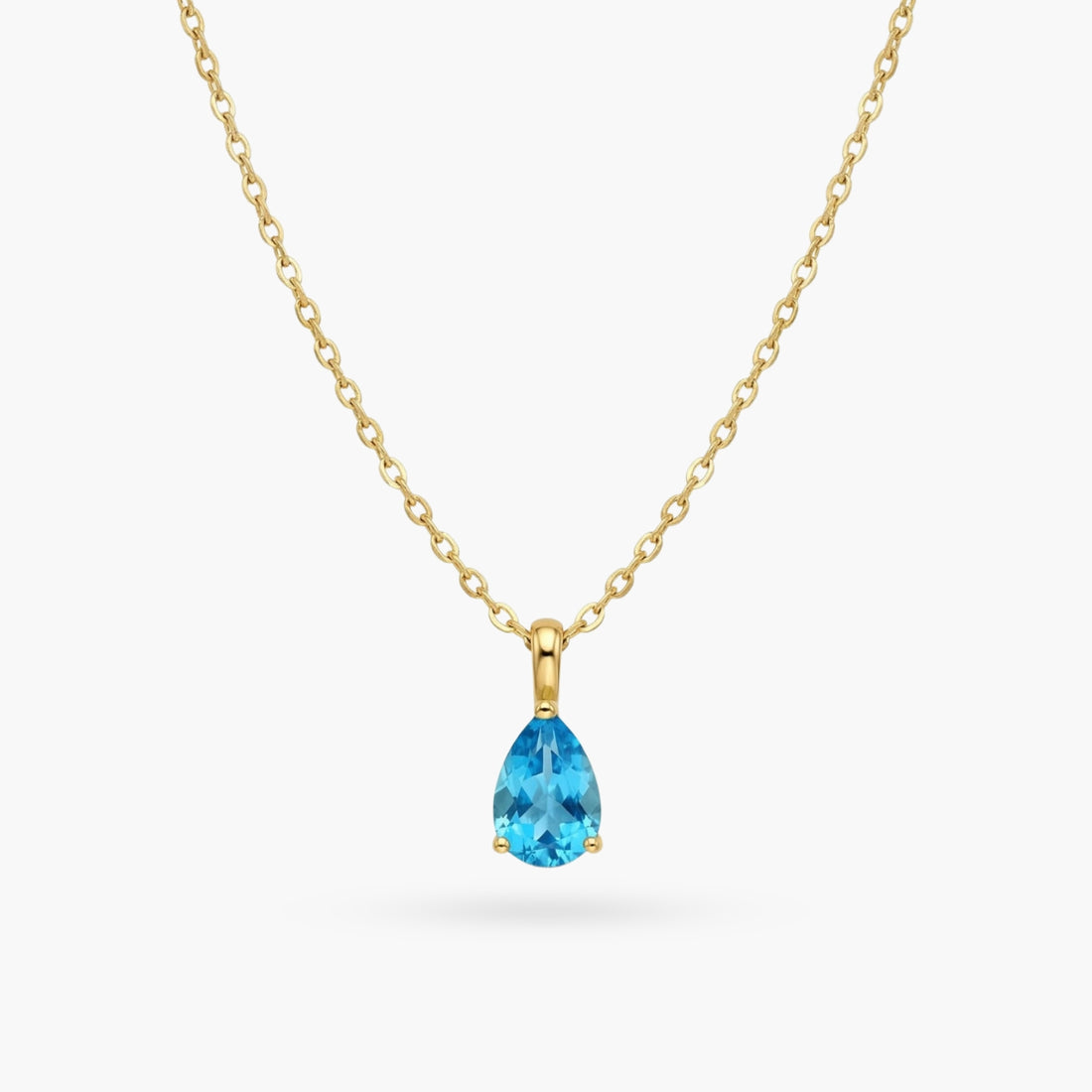The Birthstones Teardrop Prong Set Gold Necklace